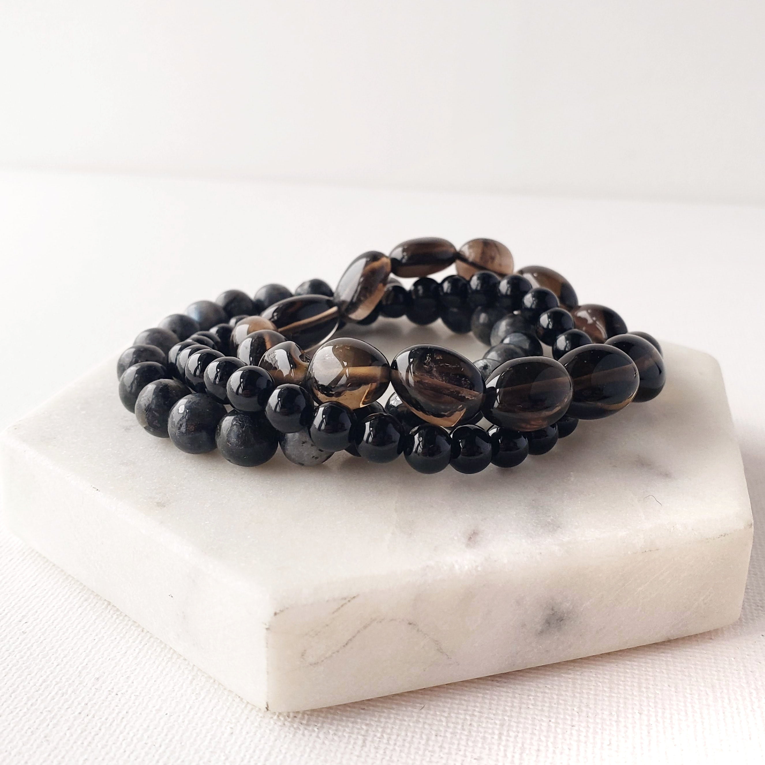 Black tourmaline and smoky quartz bracelet online