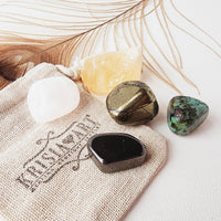 SELF-ESTEEM & SELF-WORTH crystal set for self-love, self-confidence and solar plexus chakra meditation. Citrine, Magnetic Hematite, African Turquoise, Pink Calcite, Chalcopyrite