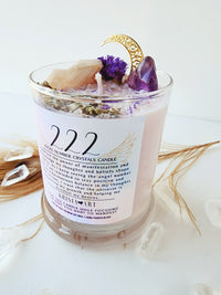 222 ANGEL NUMBER CANDLE with crystals & angel message