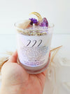 222 ANGEL NUMBER CANDLE with crystals & angel message