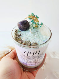 444 ANGEL NUMBER CANDLE with crystals & angel message