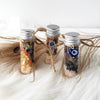 Witchcraft ritual spell jar for protection talisman with crystals and herbs